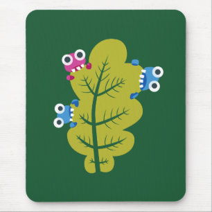 Mousepad Folha verde comida por insetos bonitos