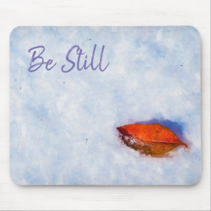Mousepad Folha Vermelha na Fotografia de inverno