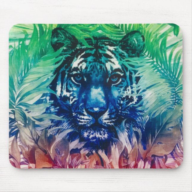Mousepad Folhagem de Tigre Selvagem Selvagem viagem (Frente)