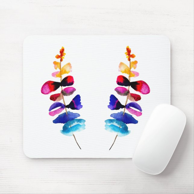 Mousepad Folhas coloridas adoráveis aquarela (Com mouse)