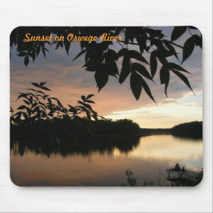 Mousepad folhas da água e pescadores, por do sol em Oswego
