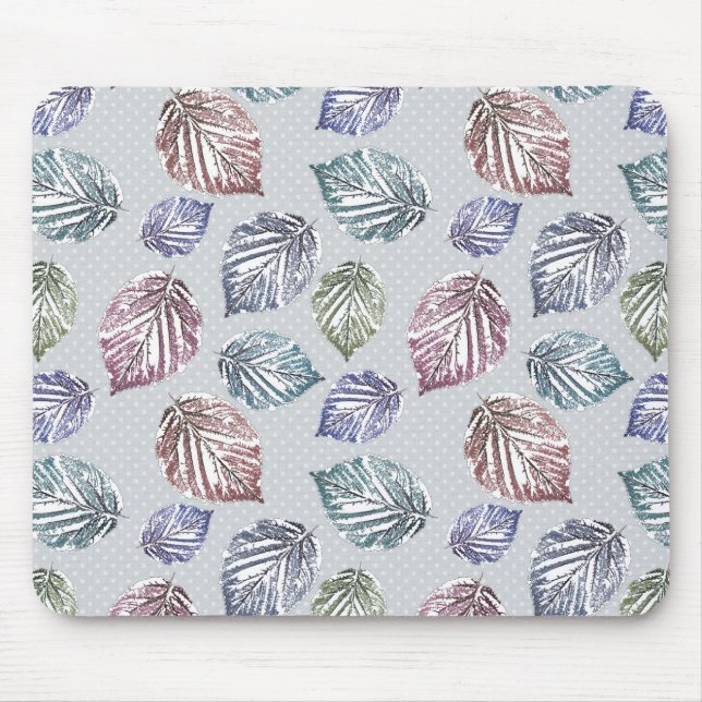 Mousepad Folhas de abertura sobre fundo de cinza leve (Frente)