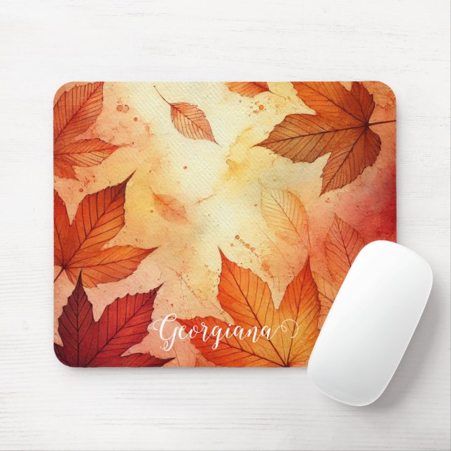 Mousepad Folhas de Aquarela Automática Quentes (Com mouse)