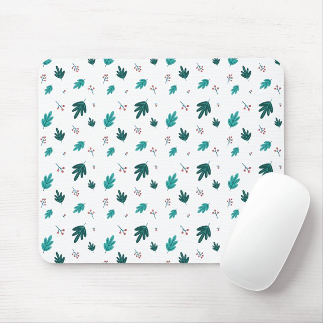 Mousepad Folhas de Árvore Evergreen e Berries Red Holly (Com mouse)