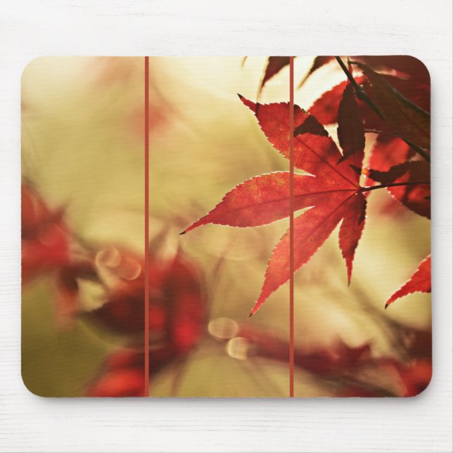 Mousepad Folhas de bordo vermelho japonês, design de brilho (Frente)