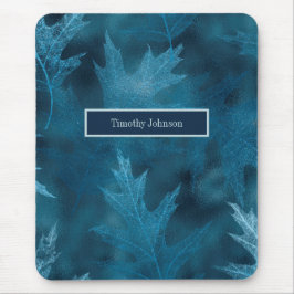 Mousepad Folhas de Carvalho Azul