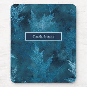 Mousepad Folhas de Carvalho Azul