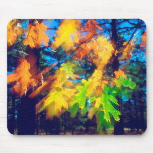 Mousepad Folhas de Carvalho Preto soprando ao Vento