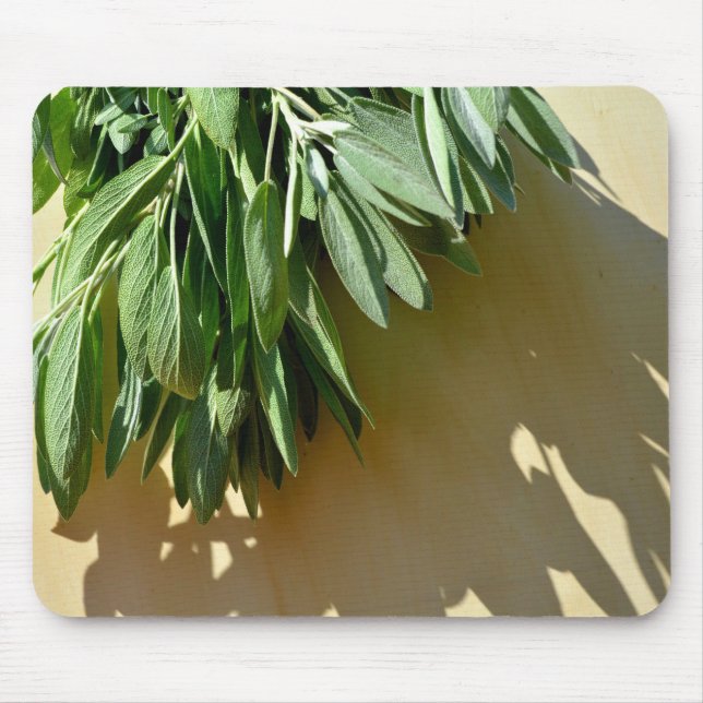 Mousepad Folhas de ervas verdes e botânicas elegantes (Frente)
