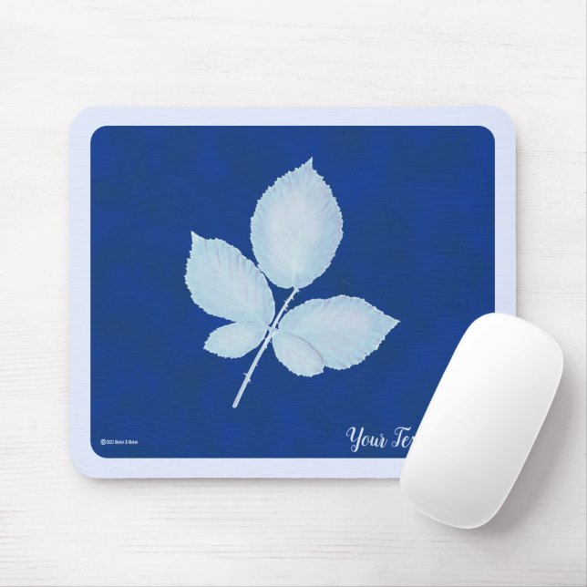 Mousepad Folhas de Impressão ciano (Com mouse)