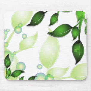 Mousepad Folhas de jardim frescas em branco