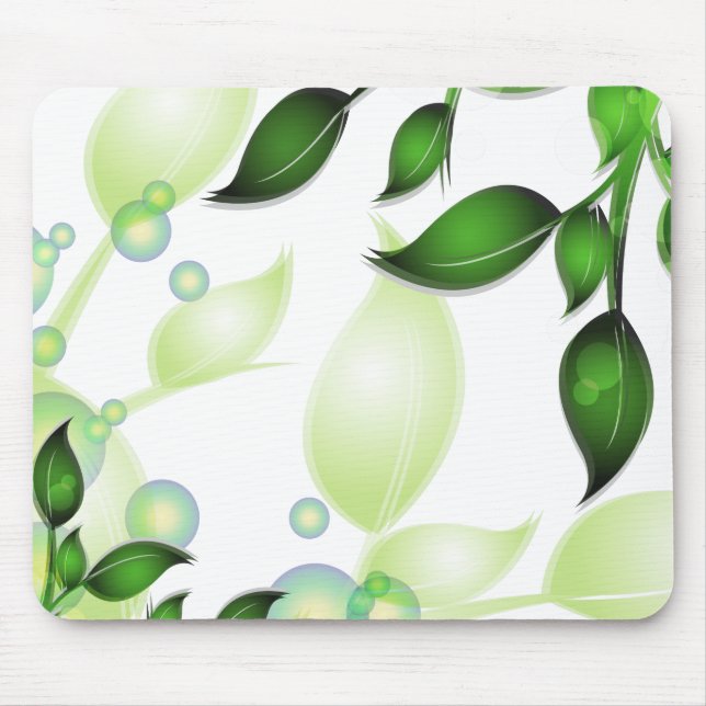 Mousepad Folhas de jardim frescas em branco (Frente)