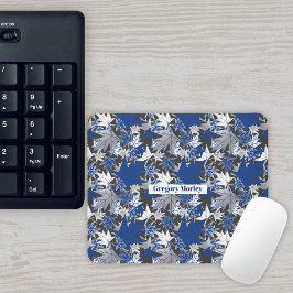 Mousepad Folhas de Mapeamento - Azul em um Fundo de Carvões