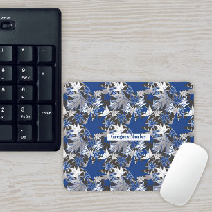 Mousepad Folhas de Mapeamento - Azul em um Fundo de Carvões