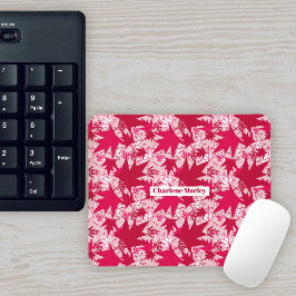 Mousepad Folhas de Mapeamento em um Plano de Fundo Rosa