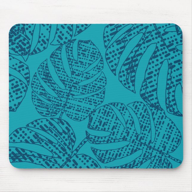 Mousepad Folhas de monstera azul. (Frente)