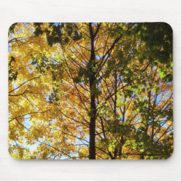 Mousepad Folhas de Outono Amarelas e Verdes