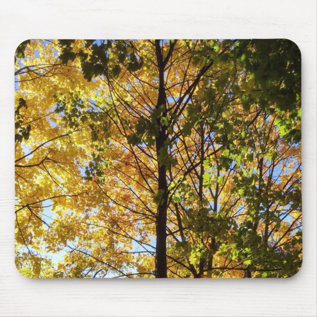 Mousepad Folhas de Outono Amarelas e Verdes (Frente)