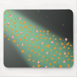 Mousepad Folhas de outono ao luar abstratas rosas