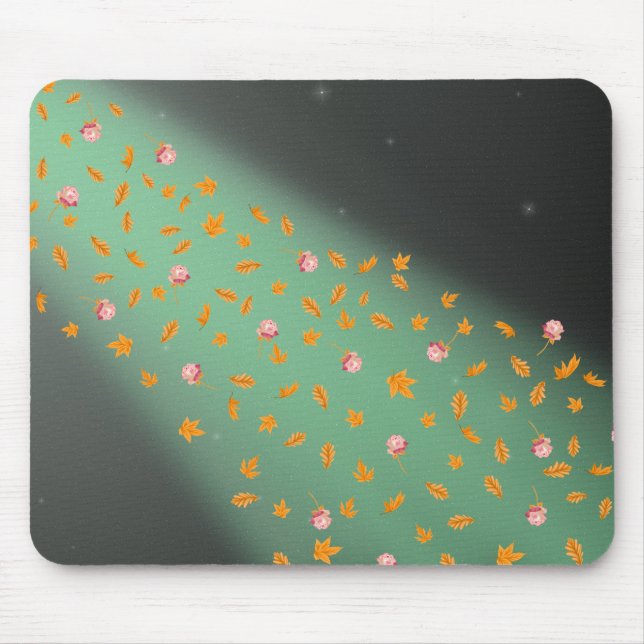 Mousepad Folhas de outono ao luar abstratas rosas (Frente)