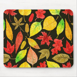 Mousepad Folhas de outono cor d'água escura