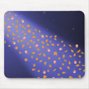 Mousepad Folhas de outono e Rosas Pasta Azul do Mouse