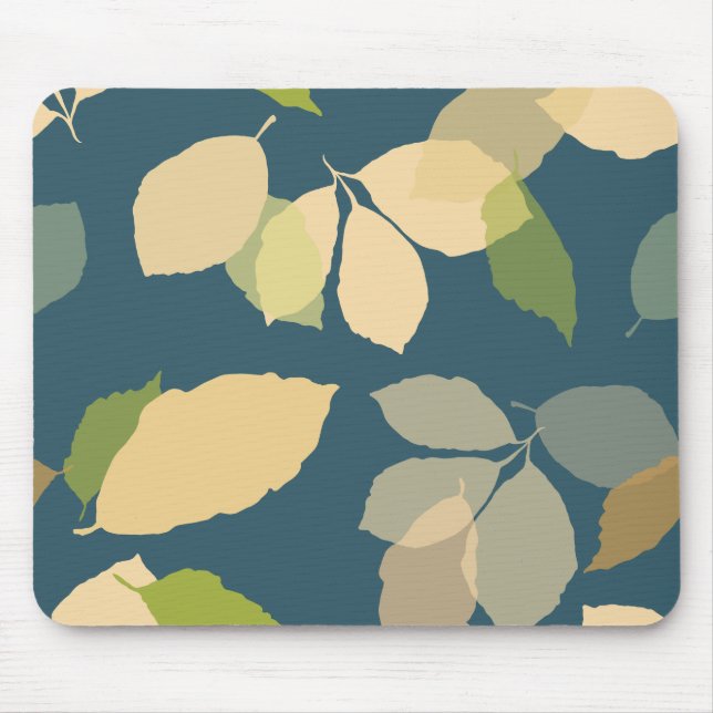 Mousepad Folhas de Outono Modernas com Fundo Azul Turquesa (Frente)