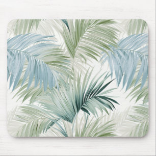 Mousepad Folhas de Palma Azul Pálidas Claras de Sábio Claro