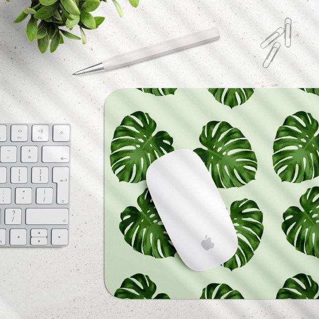 Mousepad Folhas de Palma, Folhas Verdes, Padrão Tropical (Criador carregado)