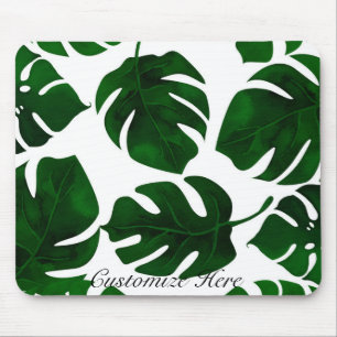 Mousepad Folhas de Palma Tropical Verde Escuro Verão Chic I