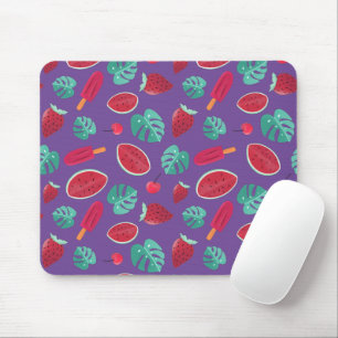 Mousepad Folhas de picolé, cereja, morango e melancia
