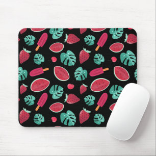 Mousepad Folhas de picolé, cereja, morango e melancia