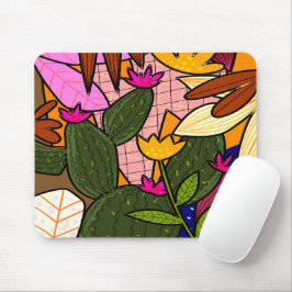 Mousepad Folhas e flores abstrato tropicais
