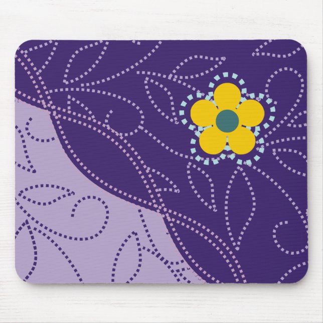 Mousepad Folhas Pontilhadas E Mocas Flores (Frente)