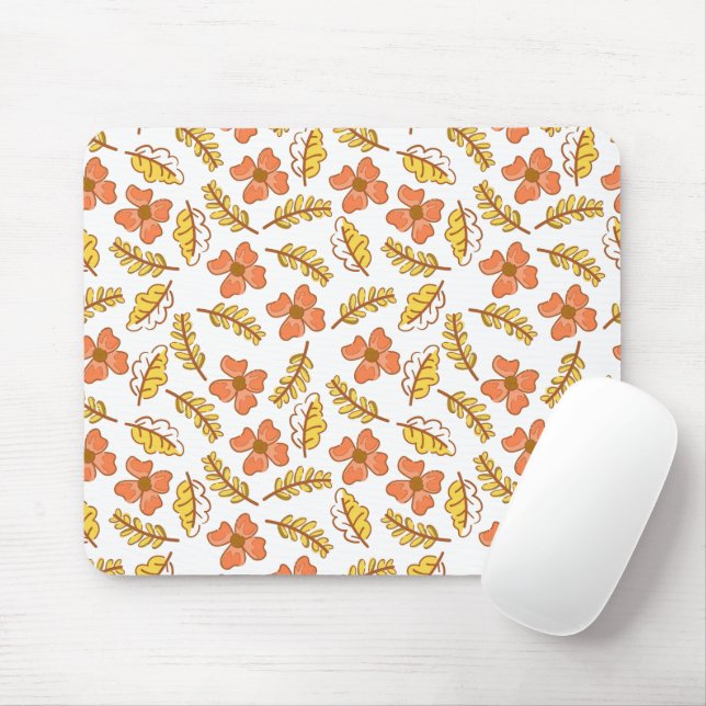 Mousepad Folhas Quentes de outono com Flores (Com mouse)