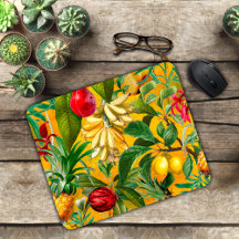 Folhas tropicais amarelas Elegante padrão fruta