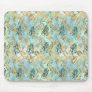 Mousepad Folhas tropicais Douradas do Aqua Sky
