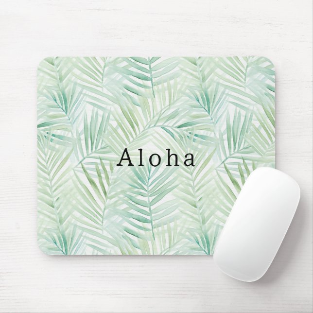 Mousepad Folhas Tropicais Verdes Aloha (Com mouse)