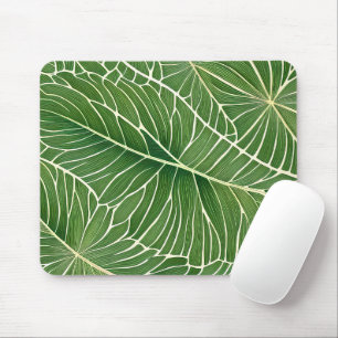 Mousepad Folhas tropicais verdes em aquarela