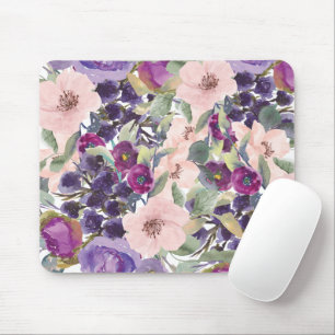 Mousepad Folhas Verdes Florais de Cor da Água Púrpura Cor R