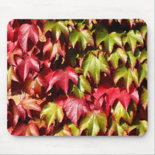 Mousepad Folhas vermelhas e verdes