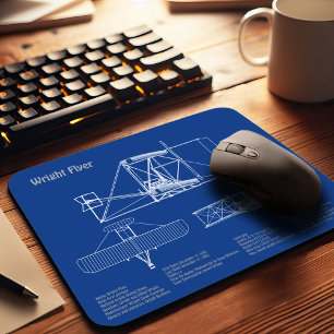 Mousepad Folheto do Wright - Planos de desenho do avião