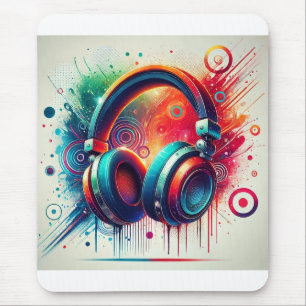 Mousepad Fones de ouvido artísticos vívidos