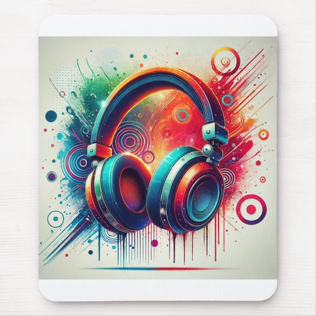 Mousepad Fones de ouvido artísticos vívidos (Frente)