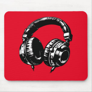 Mousepad Fones de ouvido de Música Negra DJ 