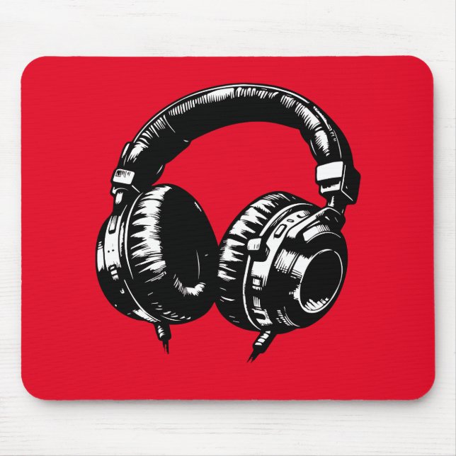 Mousepad Fones de ouvido de Música Negra DJ  (Frente)