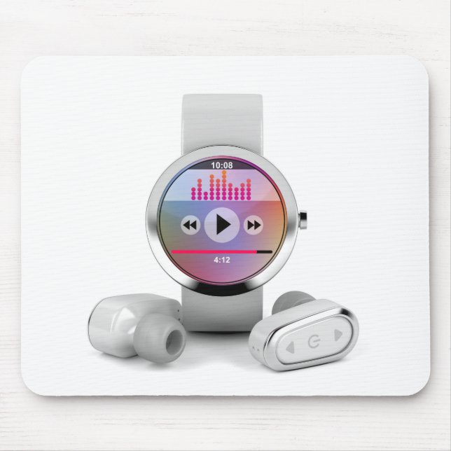 Mousepad Fones de ouvido sem fio e relógio esperto (Frente)