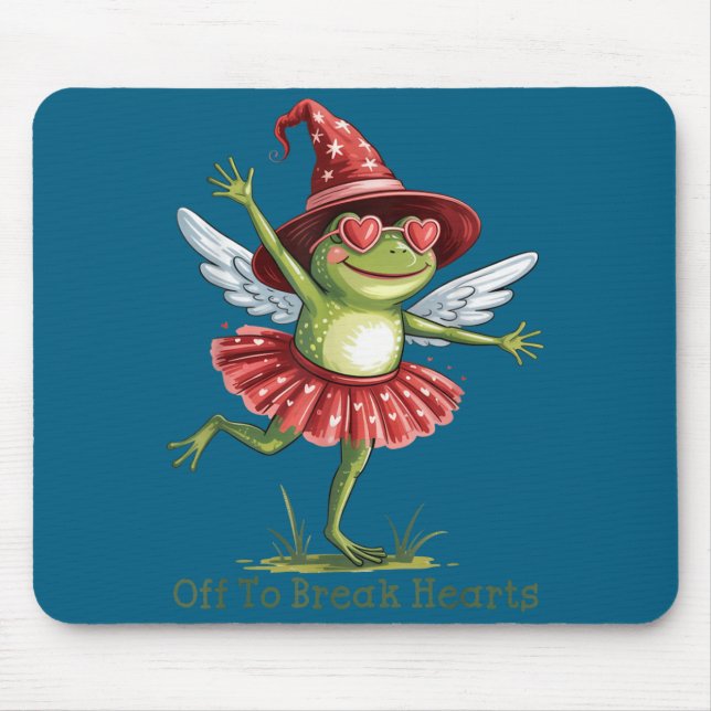 Mousepad Fora Para Partir Corações Sapo Engraçado Dia dos N (Frente)