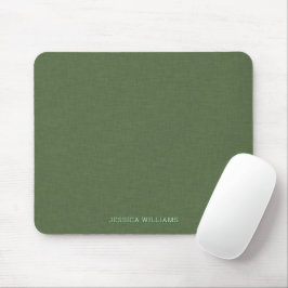 Mousepad Forest-green linen personalizable typography