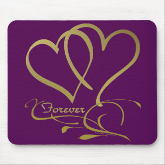 Mousepad Forever Corações Douradas cores de fundo editáveis